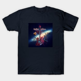 Beautiful, graceful, graceful guitars soar in space. T-Shirt